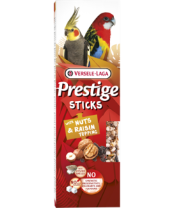 Prestige Sticks Grote Parkieten Noten & Rozijnentopping 2st Prestige Sticks Grote Parkieten Noten & Rozijnentopping 2st