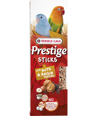 Prestige Sticks Kleine Papegaaien Noten & Rozijnentopping 2st Prestige Sticks Kleine Papegaaien Noten & Rozijnentopping 2st