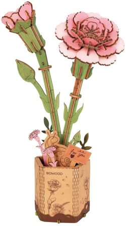 Rowood DIY Houten Bloem Pink Carnation (Anjer)