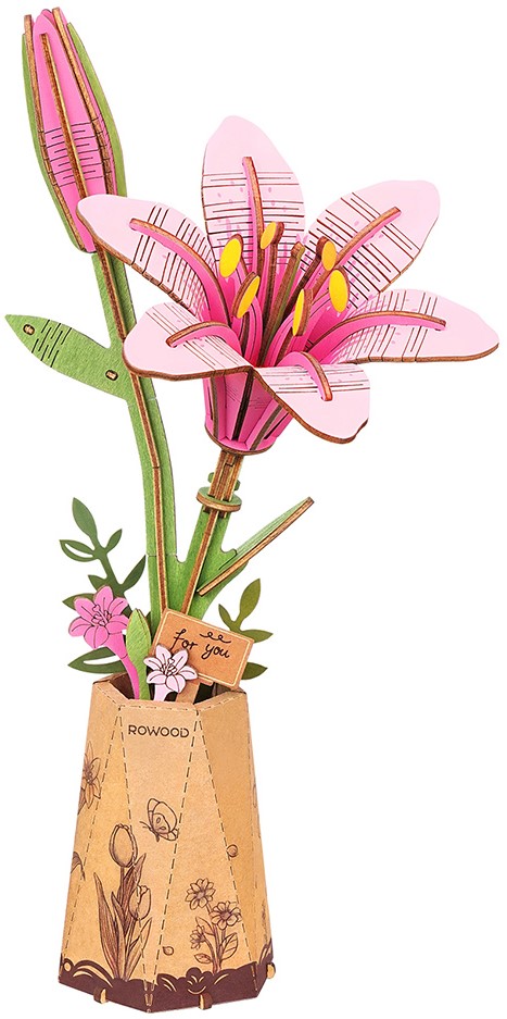 Rowood DIY Houten Bloem Pink Lily Rowood DIY Houten Bloem Pink Lily