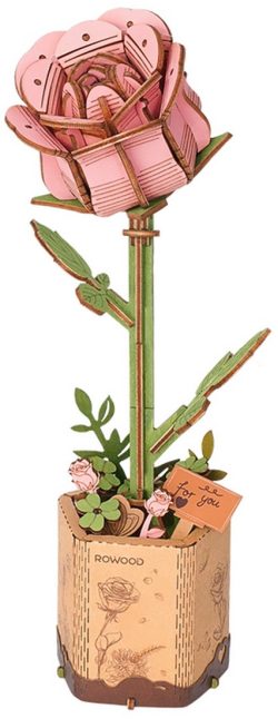 Rowood DIY Houten Bloem Pink Rose