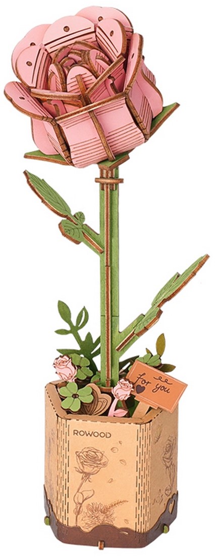 Rowood DIY Houten Bloem Pink Rose Rowood DIY Houten Bloem Pink Rose