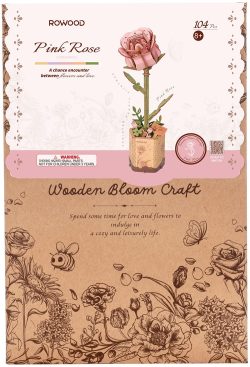 Rowood DIY Houten Bloem Pink Rose