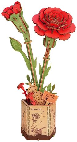 Rowood DIY Houten Bloem Red Carnation (Anjer)