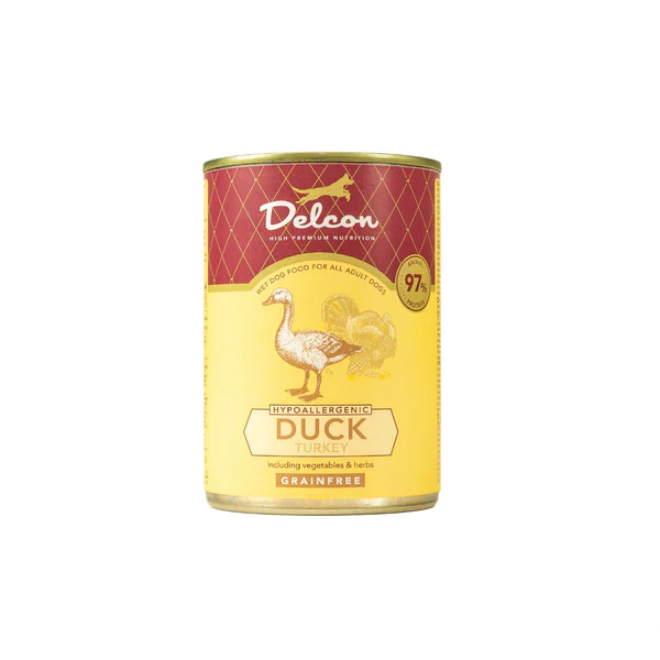 Delcon Blik Wet Dog Food Eend & Kalkoen 395gr Delcon Blik Wet Dog Food Eend & Kalkoen 395gr