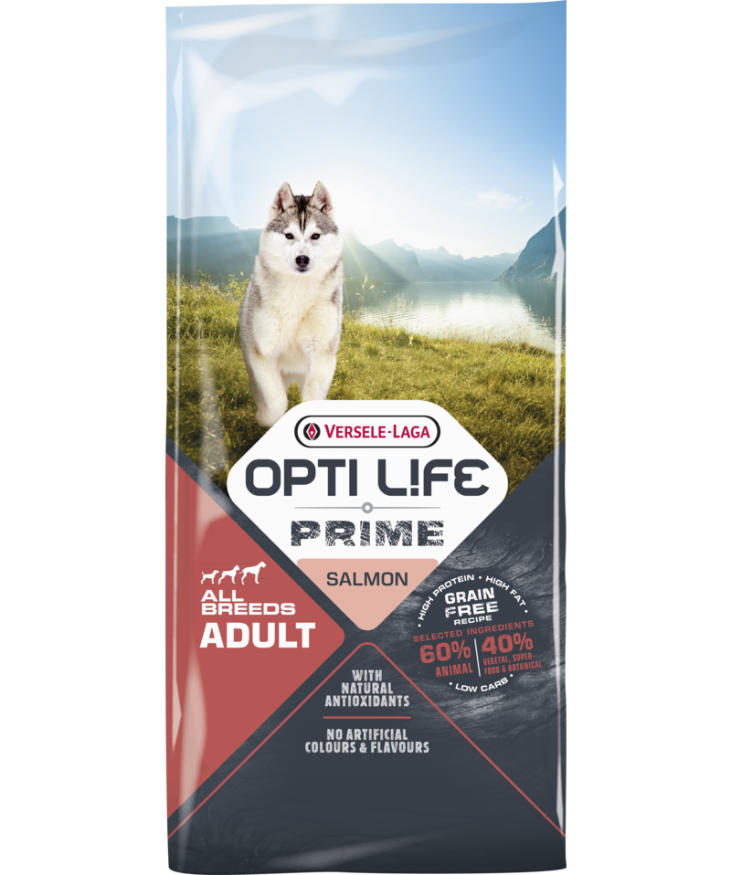 Opti Life Prime Adult Granenvrije Hondenvoeding Zalm 12,5kg Opti Life Prime Adult Granenvrije Hondenvoeding Zalm 12,5kg