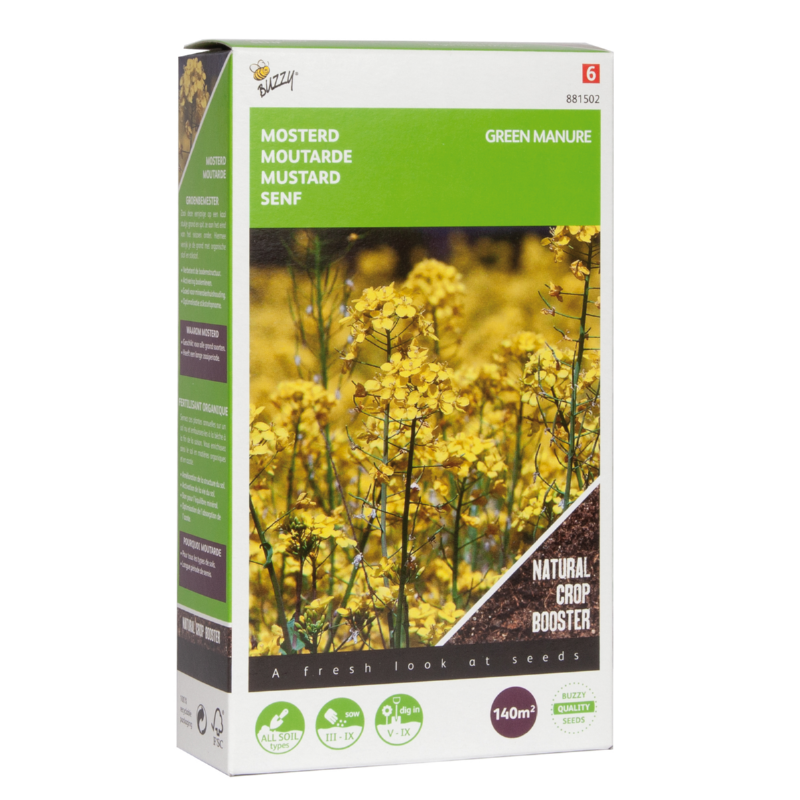 Buzzy Groenbemester Gele Mosterd 140gr Buzzy Groenbemester Gele Mosterd 140gr